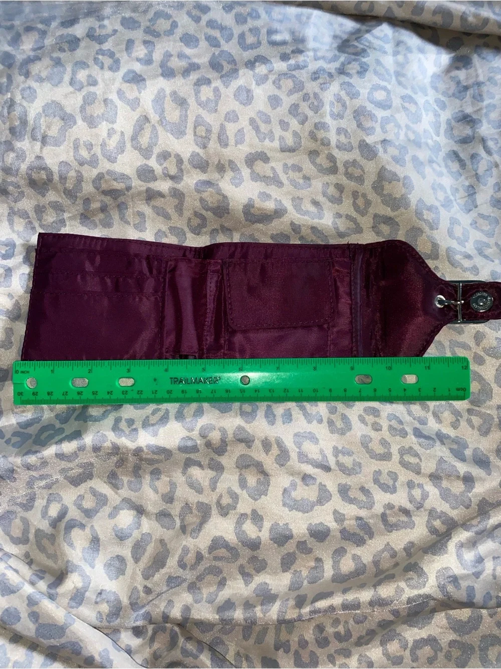 burgundy fabric fold wallet